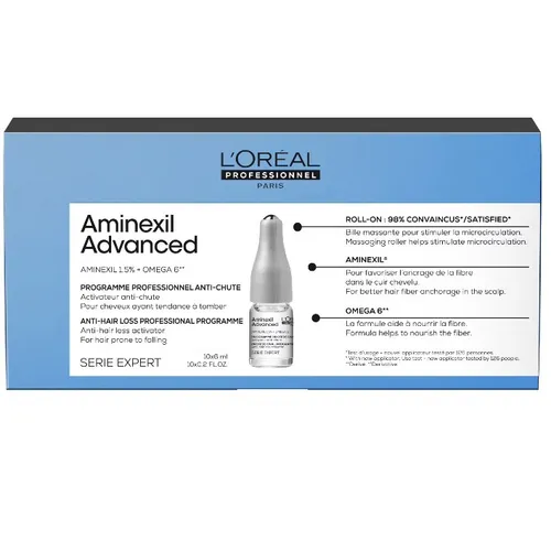 L'Oréal Professionnel Série Expert Aminexil Advanced Haarkur 10 x 6 ml gegen Haarausfall - Shampoos - Effektive Haarkur mit Aminexil® und Omega-6, stärkt das Haar und reduziert Haarausfall für gesünderes, dickeres Haar.
