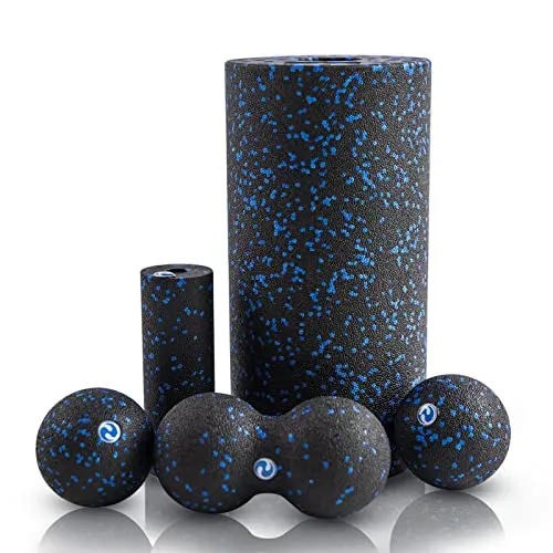 WoNicer Faszienrolle 5-teiliges Yoga-Schaumstoffrollen Set Foam Roller, Massageball & Faszienball,faszienrolle wirbelsäule für effektives Faszientraining von Rücken, Wirbelsäule,Fuß&Pilates. (Blue)