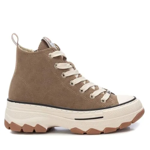 Refresh Damen Turnschuhe 17231707-TAUPE - Wanderschuhe für Damen mit veganem Design, seitlichem Reißverschluss und rutschfester Gummisohle für optimalen Halt und Komfort.