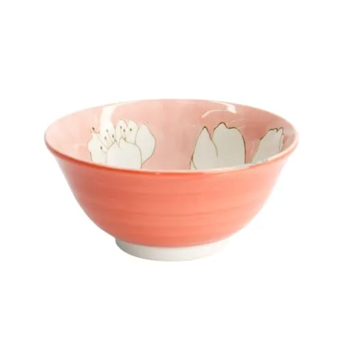 Japan-Bowls ASIATICA | Ramen Bowl Porzellan-Schalen 15 cm | Hochwertige asiatische Schüssel für Reis, Nudeln, Tapas, Udon, Müsli - Suppen-Schale mit japanischen Designs (Suiren pink)