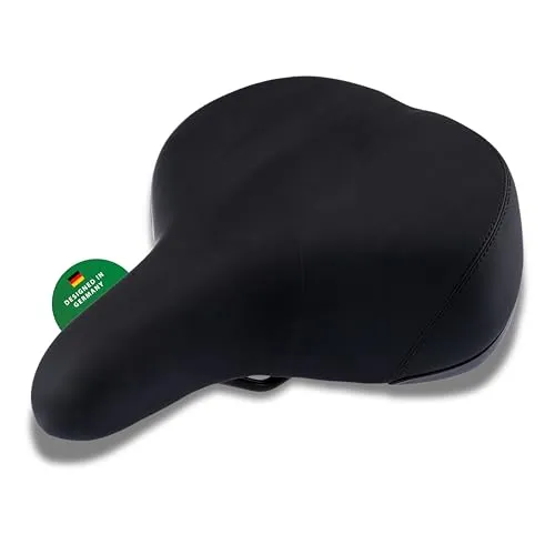 CONTEC Fahrradsattel Majestic City, 271x225 mm, aus High-Density PU Schaum und Elastomer- und Druckfederung, Stoßdämpfend, inkl. Skala, Ergonomischer Fahrrad Sattel für Herren & Damen, schwarz