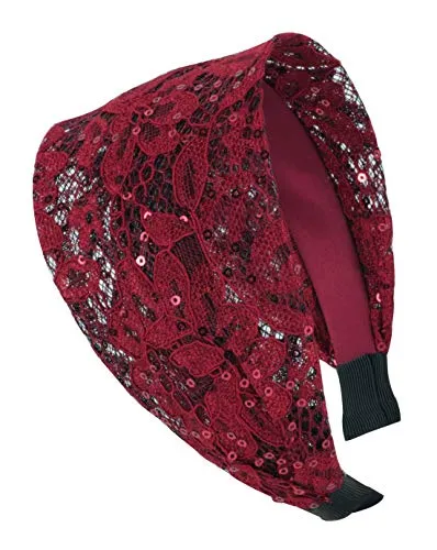 axy HR14A Haarreif SERIE 14A mit Paillette Hair band -Vintage - Wunderschön Stirnband (Rot)