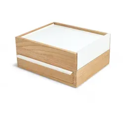 Umbra Stowit Design Schmuckkasten - Moderne Schmuck Box mit geheimen Fächern, für Ringe, Armbänder, Uhren, Halsketten und Ohrringe, aus Holz und Metall, klar und funktional