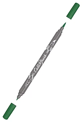 ONLINE Calli.Brush Pen mit Double-Tip, Pinsel- und Kalligraphie-Spitze, Handlettering Brush-Pens in verschiedenen Farben, bunte Bullet-Journal Stifte für Kalligrafie, Aquarell, Farbe: Dunkelgrün
