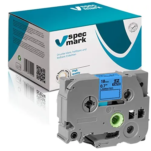 specmark Schriftband TZe-545 18mm x 8m Weiß auf Blau Band kompatibel mit Drucker Brother PT P-touch AZe-545 EZe-545 TZ-545 TZ2-545