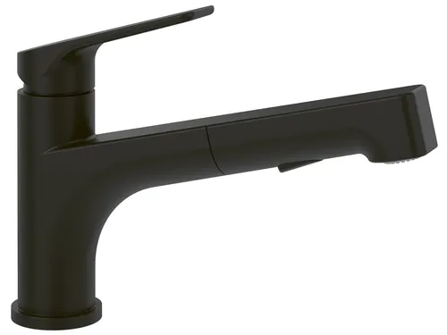 Villeroy & Boch Junis Shower Matt Black Hochdruckarmatur - Armaturen mit Ausziehauslauf und umstellbarer Schlauchbrause, ideal für moderne Badezimmer. Schwenkbereich von 120° für maximale Flexibilität.