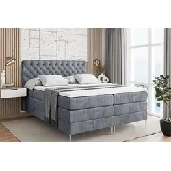 ALTDECOR Boxspringbett mit Stauraum und Topper - Grau - Erleben Sie erholsame Nächte in diesem eleganten Boxspringbett mit zwei praktischen Bettkästen für zusätzlichen Stauraum. Die Matratzen bieten optimalen Komfort und passen sich perfekt an Ihren Körper an.