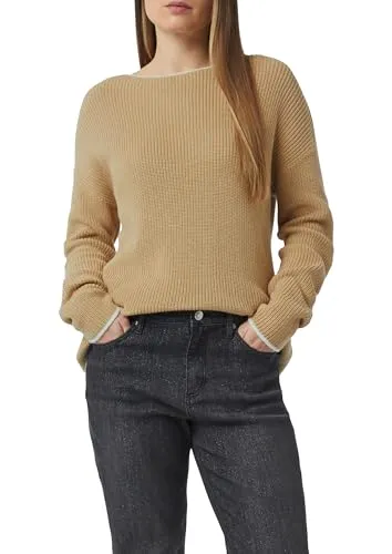 comma Strickpullover - Damenpullover mit U-Boot-Ausschnitt und Rippstruktur, perfekt für einen eleganten Look im Alltag.