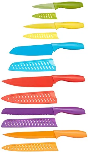 Amazon Basics Messer-Set, bunt, 12-teilig