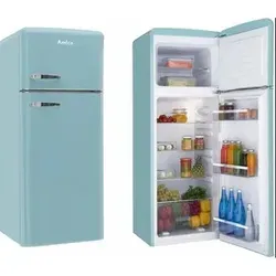 Amica Kühl/Gefrierkombi RETRODESIGN DTR 374 190 T - Kühlschrank im stilvollen Retrodesign in türkisblau, mit 206 l Gesamtvolumen, automatischer Abtauung und energieeffizienter Leistung für ein modernes Zuhause.