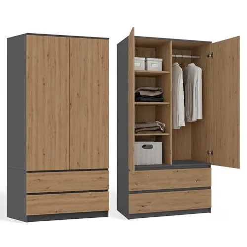 Kleiderschrank Malwa SS-90 ANTHRAZIT WEISS