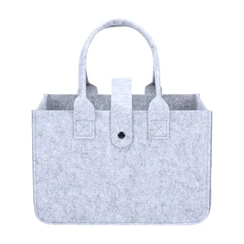 Filztasche Einkaufskorb mit Henkel Faltbar, 30x20x18cm Filztaschen Shopper, Aufbewahrungskorb klein geeignet, Grau Henkeltasche zur Einkaufen, Ausgehen Aufbewahrung, Picknick, Arbeit,