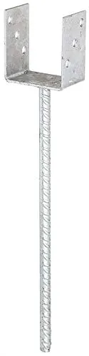 Alberts 212711 U-Pfostenträger | mit Betonanker aus Riffelstahl | feuerverzinkt | lichte Breite 121 mm | Länge Betonanker 400 mm