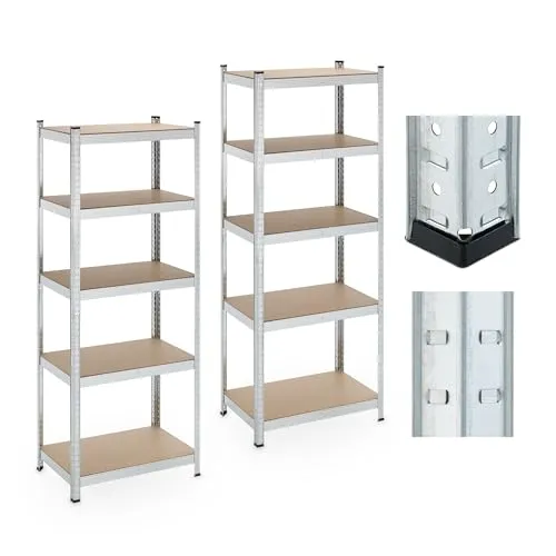 Schwerlastregal 5 Böden - 500 kg Kapazität für Werkstatt und Garage - Regalsysteme mit verstellbaren Böden, ideal für schwere Lasten und optimale Raumnutzung in Werkstätten oder Garagen.