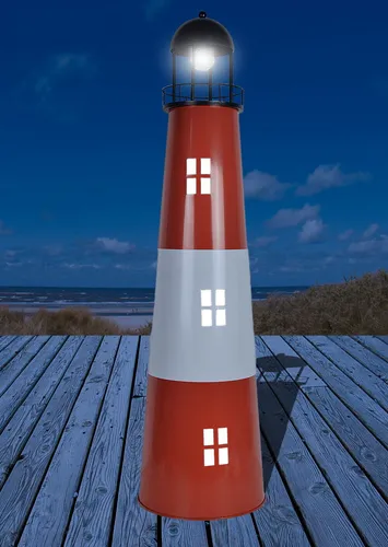 Großer Leuchtturm aus Metall mit Solarfunktion H:80 cm