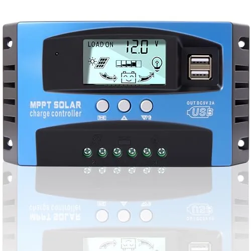 Yoving 100A MPPT Laderegler Solarregler 12V 24V Automatisch, Solarladeregler für Solarpanel/Batterie, IP67 Wasserdicht mit LCD Display
