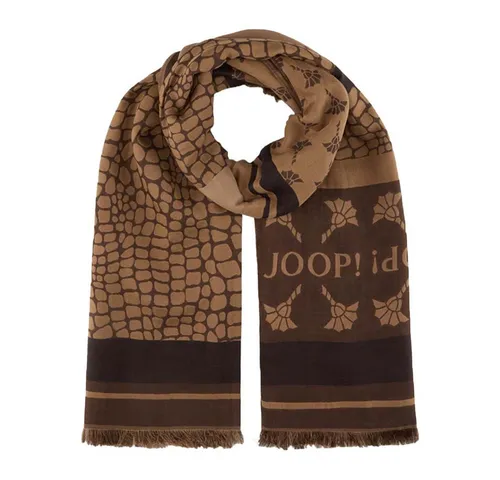 JOOP! Wollschal Schal Alessia in Braun/Beige – Jacquard-Mustermix mit Animalprint