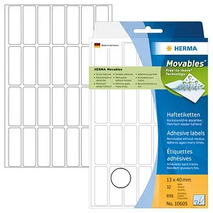 HERMA Movables Etiketten 10605 weiß 13,0 x 40,0 mm, 896 Etiketten