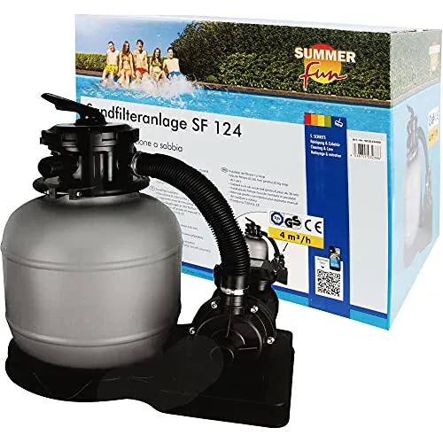 Summer Fun Sandfilteranlage SF 124 - Effiziente Sandfilteranlage für kristallklares Poolwasser, ideal für Pools bis 24 m³, energieeffizient und leicht zu bedienen.