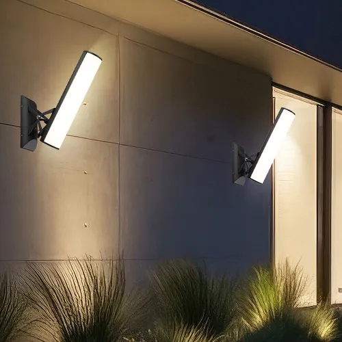 LED Außen Wand Lampe ALU 2er Set - Verstellbare Terrassenleuchte - Moderne Außenleuchte aus grauem Aluminium, IP54 spritzwassergeschützt und ideal für Terrassen. Mit 2x 7,5W LED und warmweißem Licht (3000K) für stimmungsvolle Beleuchtung.