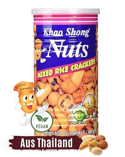 Khao Shong - Snack Mix mit Reiscrackern, Erbsen und Erdnüssen im Teigmantel - Herzhafter Asia Snack - Snacks & Knabberartikel aus Thailand - 1 x 180 g