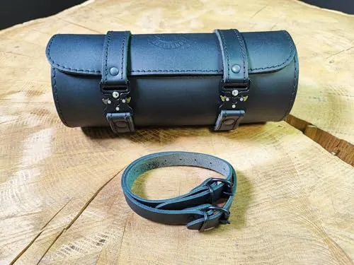 ORLETANOS Tool Blackline Werkzeugrolle kompatibel mit Harley Davidson Chopper Reisekoffer Lederrolle Werkzeugrolle Hot Rod HD Koffer Sissybar Gepäckrolle Motorradkoffer schwarz
