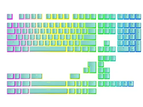 Ranked Pudding v2 PBT-Tastenkappen | 145 Double Shot Transluzent ANSI US- und ISO-Layout | OEM-Profil für mechanische RGB-Gaming-Tastatur ( Miami Blue)