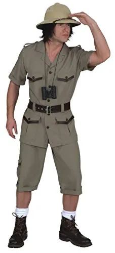 Safarianzug : Oberteil, Hose und Gürtel, Erwachsenen-Größe:46/48