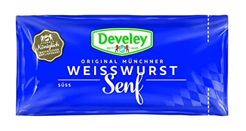 DEVELEY Original Münchner Weisswurst Senf, 200er Pack (200 x 15 ml) - Der klassische Senf für die bayerische Weisswurst, perfekt für besondere Anlässe und Grillpartys. Praktische Portionspackungen für Genuss ohne Kompromisse.