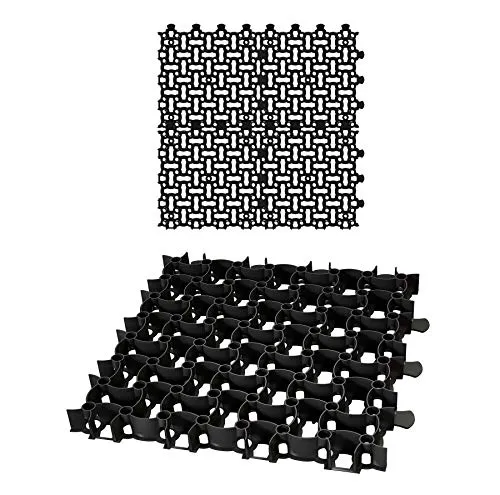 BigDean 4X Rasengitter Paddockplatte SCHWARZ 50x50 cm - Rasenkanten für optimale Rasen- und Kiesstabilisierung, Tragkraft bis zu 16 T/m², ideal für Parkplatz, Spielplatz und Grünflächen.