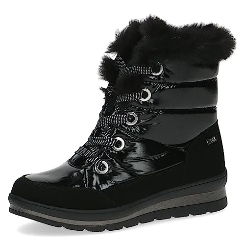 CAPRICE Damen Winterstiefel Vegan Wasserabweisend, Schwarz (Black Comb), 37.5 EU - Wanderschuhe mit Tex-Funktion für Wasser- und Kälteabweisung, ideale Atmungsaktivität und AIRMOTION Sohlentechnologie für unvergleichlichen Komfort.