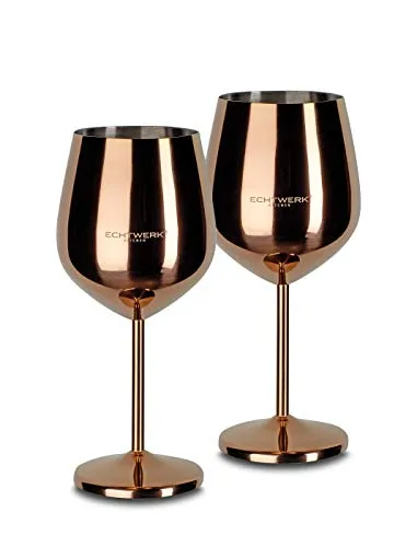 ECHTWERK Weinglas - 2-teiliges Edelstahl-Set in Kupferfarben - Weißweingläser aus bruchfestem Edelstahl, ideal für Camping und Haushalt. Mit 0,5 Liter Fassungsvermögen, geschmacksneutral und rostfrei.