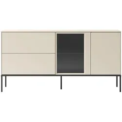 Selsey Sideboard BELLEZO mit beleuchteter Glasvitrine, 166 cm beige