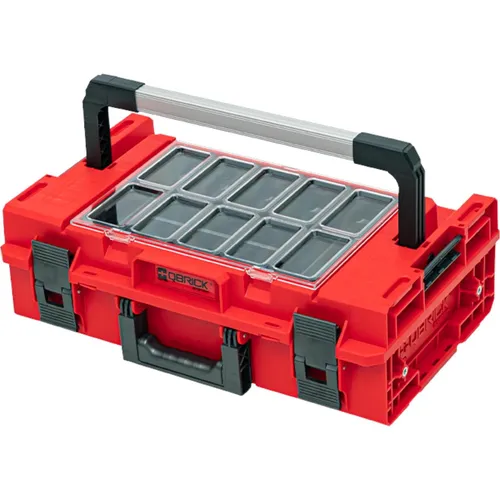 Qbrick System ONE 200 2.0 Expert RED ULTRA HD - Modularer Werkzeugkoffer mit IP66 Schutz, ideal für Profis und Heimwerker, bietet optimale Organisation und ist stapelbar.