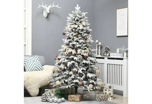 Künstlicher Weihnachtsbaum mit Leuchte - 180 cm Kunsttanne mit Kunstschnee - Weihnachtsbaum mit warmweißen LED-Lichtern und natürlichem Look. Einfach aufzubauen, wenig Unordnung und ideal für festliche Stimmung in Ihrem Zuhause.