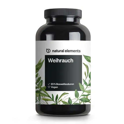 natural elements Weihrauch Kapseln – Hochdosierter Extrakt - Nahrungsergänzungsmittel mit 1176mg indischem Weihrauch, 85% Boswelliasäuren, vegan und laborgeprüft – ideal für eine 5-monatige Versorgung.