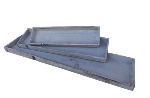 Deko-Impression Dekotablett Dekoratives Tablett-Set 3 Stück Holz grau shabby 60 x 15 cm (3 St)