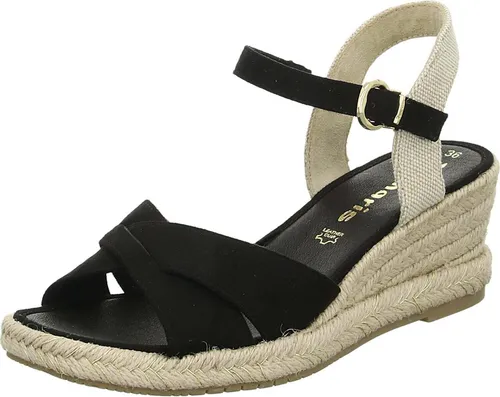 Tamaris Sandalette 1-28367-42 001 normal - Wanderschuhe - Bequeme Keilabsatz-Sandalette mit ANTIslide-Technologie für perfekten Halt und stilvolles Design, ideal für elegante Auftritte.