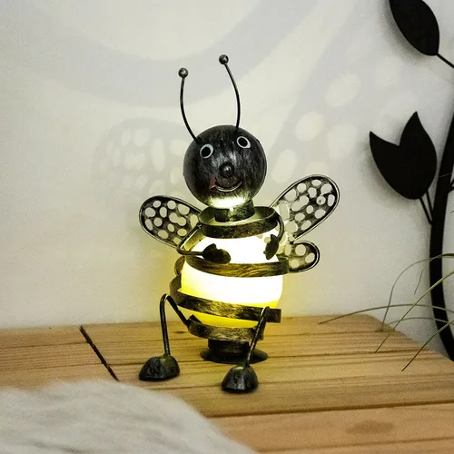 LED Außen Deko Leuchte SOLAR Biene Hof Lampe Balkon Garten Strahler schwarz-gelb
