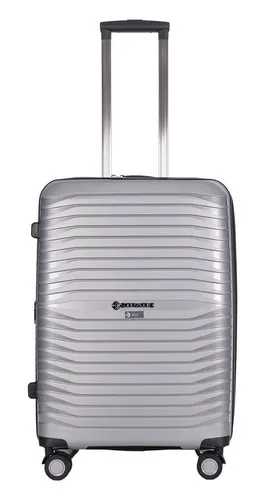 Stratic Bright+ Hartschalen-Koffer Größe M, Silver - Koffer mit NFC-Chip für Smartphone-Steuerung, wasserabweisend, erweiterbar und mit TSA-Schloss für maximale Sicherheit auf Reisen.