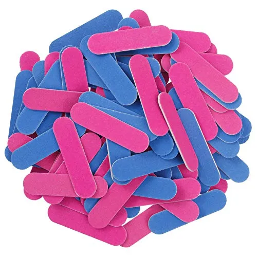 RosewineC 100 stücke Profi Nagel Feilen,Professionelle Care Nagelfeilen,Gerade Körnung,Doppelseitige Einweg Nagelfeile,Professionelle Care Mini Nagelfeilen for girl