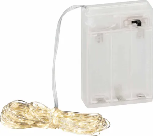 Coen Bakker LED Lichterkette Batterie Draht silber 4,95m 100 LED warmweiß biegbar