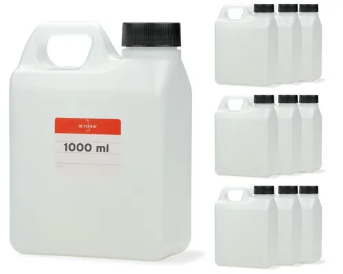 OCTOPUS Kanister 10x 1000ml HDPE G40 mit schwarzem Schraubverschluss - Praktische 10er-Packung transparenter 1000ml Kanister für die sichere Aufbewahrung. Robust und vielseitig einsetzbar in der Küche und im Haushalt.