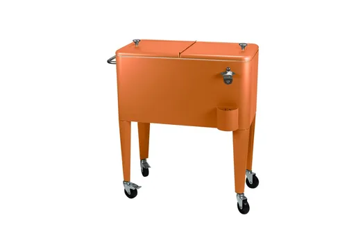 Kailua Cooler - Rollbare Kühlbox (Orange) - Kühlbox mit 60 Litern Fassungsvermögen, integriertem Flaschenöffner und Ablassventil. Ideal für Partys und Ausflüge!