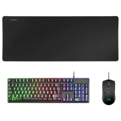 Mars Gaming MCPXBFR Combo: Ultralight Gaming Tastatur & Maus Set mit FRGB-Beleuchtung - Gaming Tastaturen Set mit H-Mech-Technologie und anpassbarer 10000DPI Maus. Genießen Sie RGB-Beleuchtung und maximale Präzision für ein optimales Spielerlebnis.