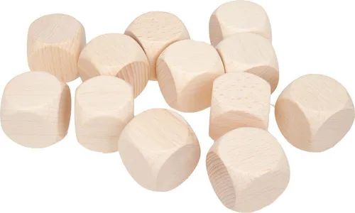 GICO Bastelperlen GICO Bastelwürfel 25 mm – 12 Blankowürfel aus Holz, natur - 5968
