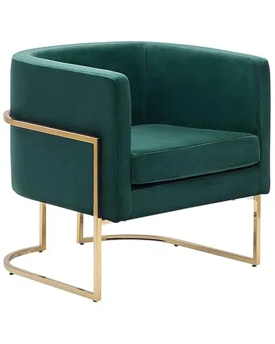 Beliani Halbrunder Sessel aus Samtstoff in Dunkelgrün - Ohren- & Armlehnensessel mit stabilem Metallgestell in Gold und weichem Samtstoff-Bezug, das edle Highlight für moderne und glamouröse Einrichtungen.