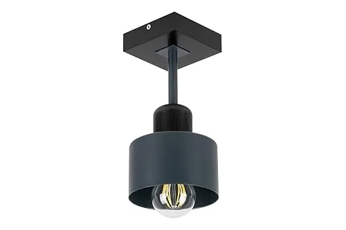 alfalux Deckenlampe AN10x10SC (Anthrazit) - Skandinavische Deckenleuchte mit Holz-Metall-Design, ideal für Wohnzimmer und Schlafzimmer. Bietet vielseitige Beleuchtungsmöglichkeiten mit E27-Halterung und ist umweltfreundlich dank dimmbarer LED-Optionen.