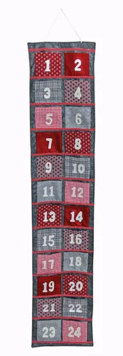 Adventskalender Filz 166 cm grau/rot (19332w)
