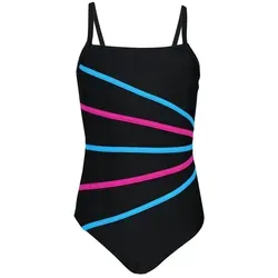 Aquarti Badeanzug Aquarti Mädchen Badeanzug mit Spaghettiträgern Streifen bunt|schwarz 134